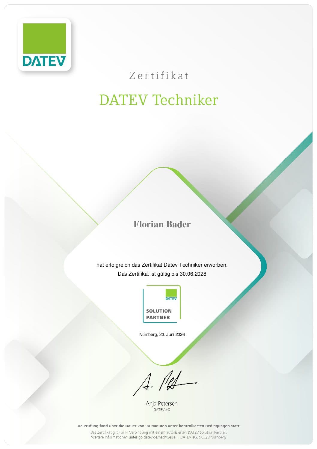 DATEV-Techniker-Zertifikat
