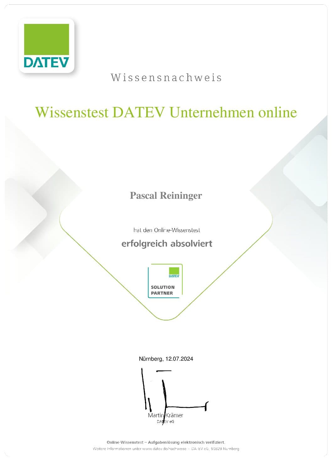 Wissenstest DATEV Unternehmen online